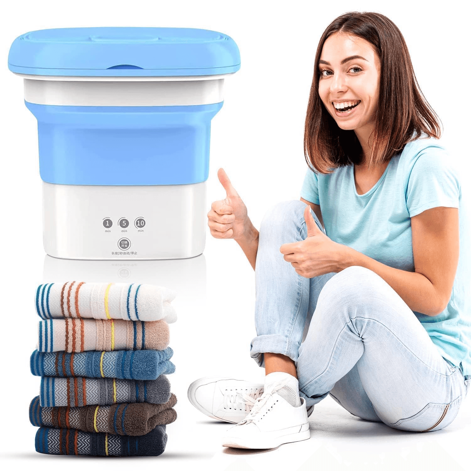 Portable Foldable Mini Washing Machine – Compact Washer & Dryer for Baby Clothes and Travel